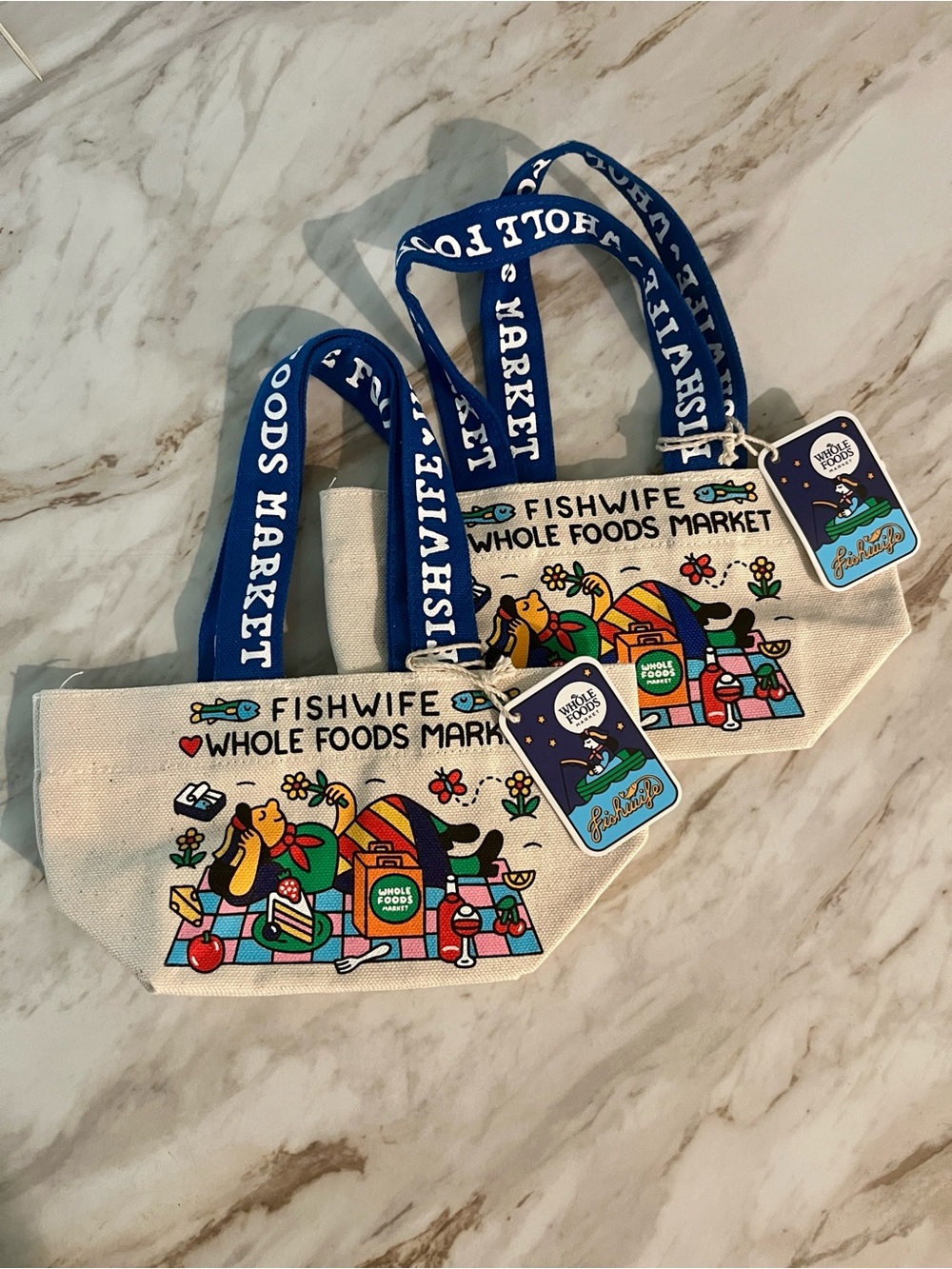 (2) Fishwife Whole Foods Micro Mini Totes